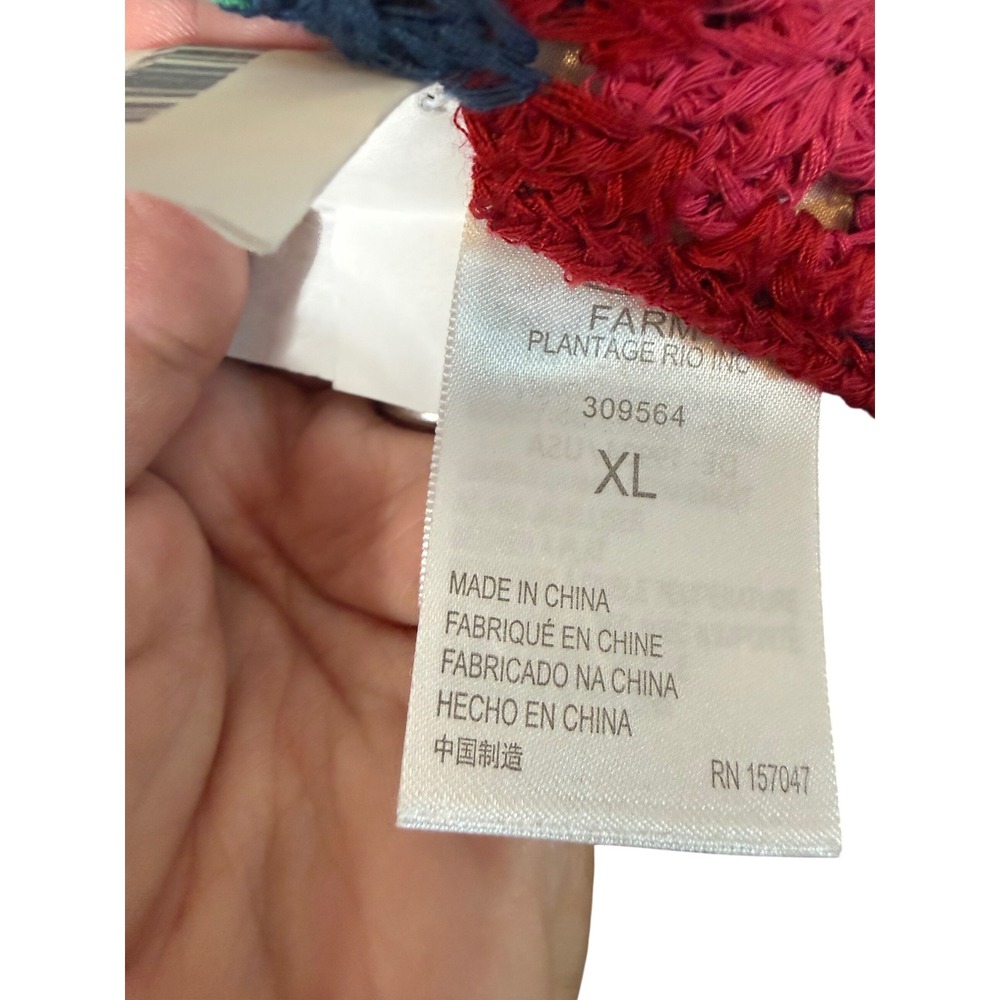 Farm Rio Crochet Mini Skirt Womens XL Blue NWT Multi Granny Square Mushroom - Picture 14 of 15